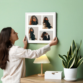 Foto galeria 40x40 cm na 4 zdjęcia o wymiarach 13x18 cm biała