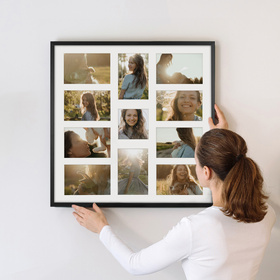 Foto galeria 50x50 cm na 11 zdjęć o wymiarach 10x15 cm i 10x10 cm czarna